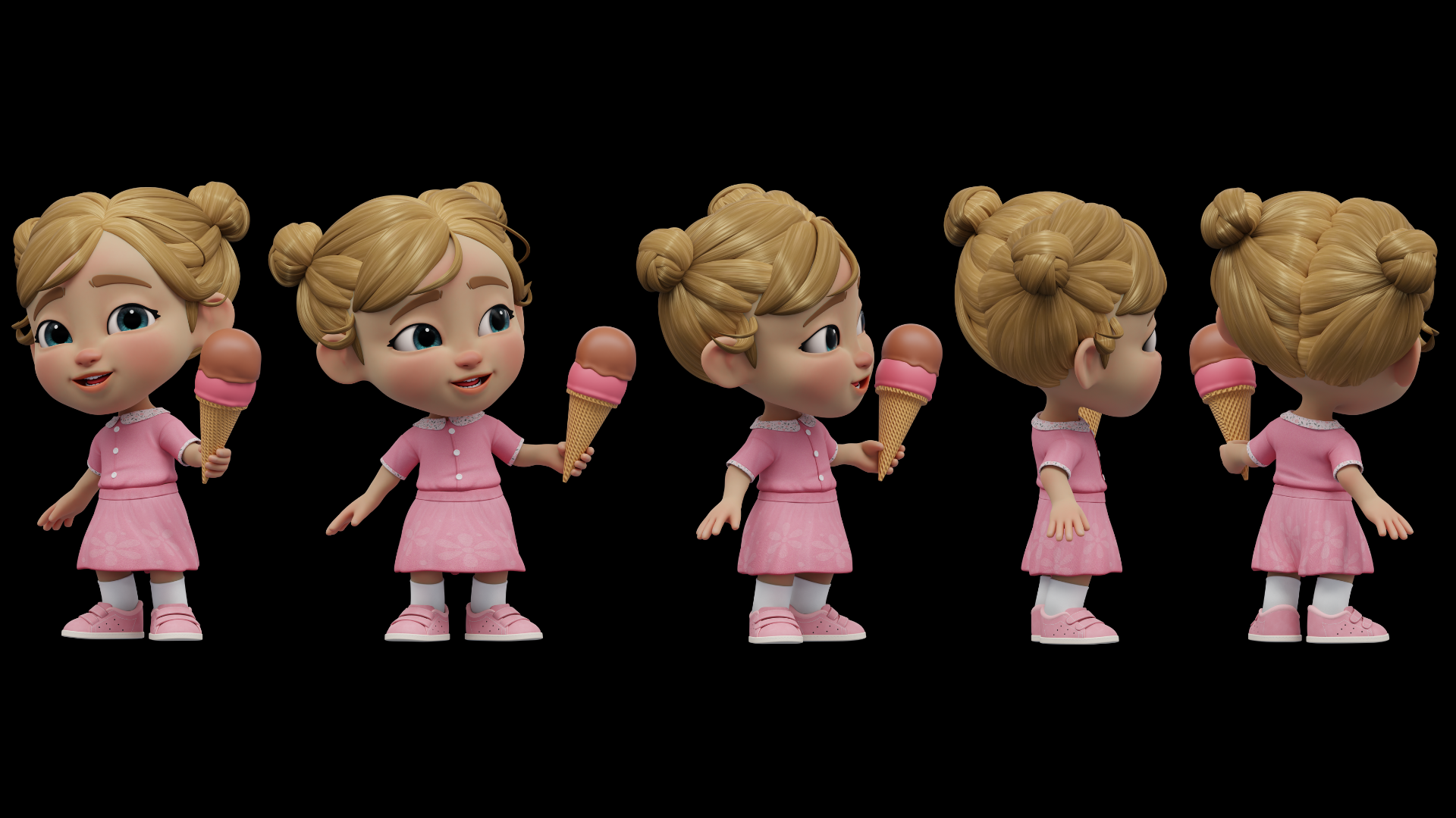 Cartoon baby girl 3D character animation preview